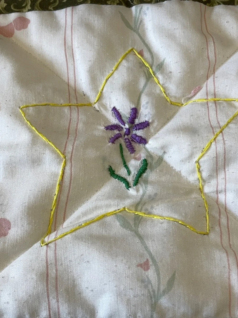 Handmade Whimsical Embroidered Lap Child Quilt